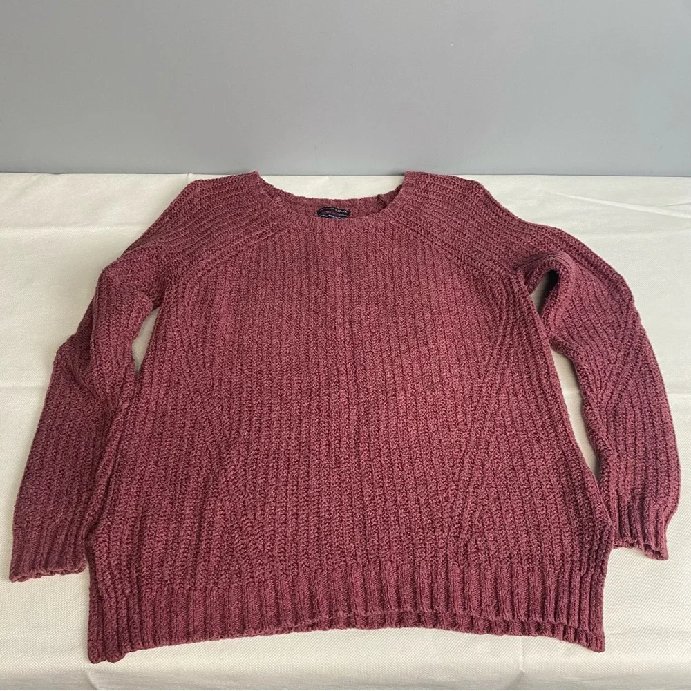 American Eagle Ahh-mazingly Soft Ribbed Crewneck Pullover Sweater XS Mauve